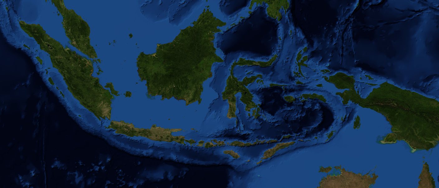 Citra satelit Indonesia beserta lima pulau terbesar